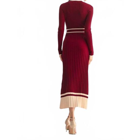 NEW CAMELLIA midi sweater dress in burgundy - Picture 2 of 8